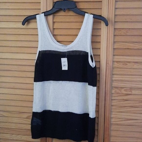 Loft NWT Petites Striped Linen Tank Top Size Small - Picture 1 of 4